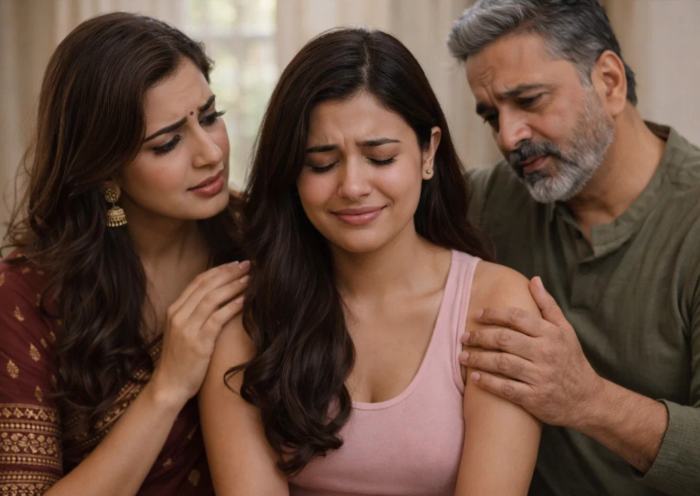 cry in front of parents