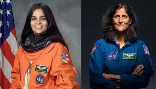 woman empowerment Kalpana Chawla and Sunita Williams in NASA astronaut suits